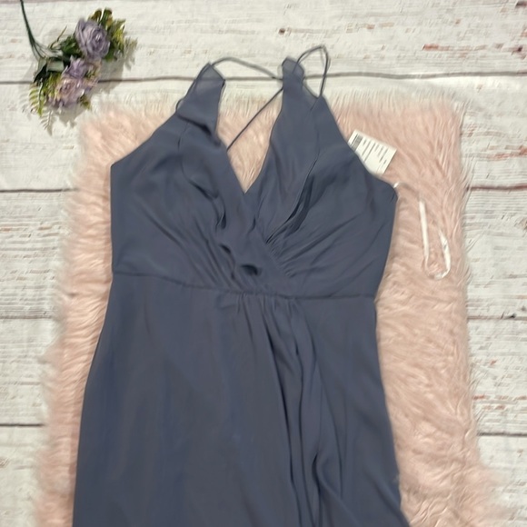 NWT Jenny Packham Ruffled Wrap Hi-Lo Maxi Dress Silverstone Chiffon - Picture 8 of 9